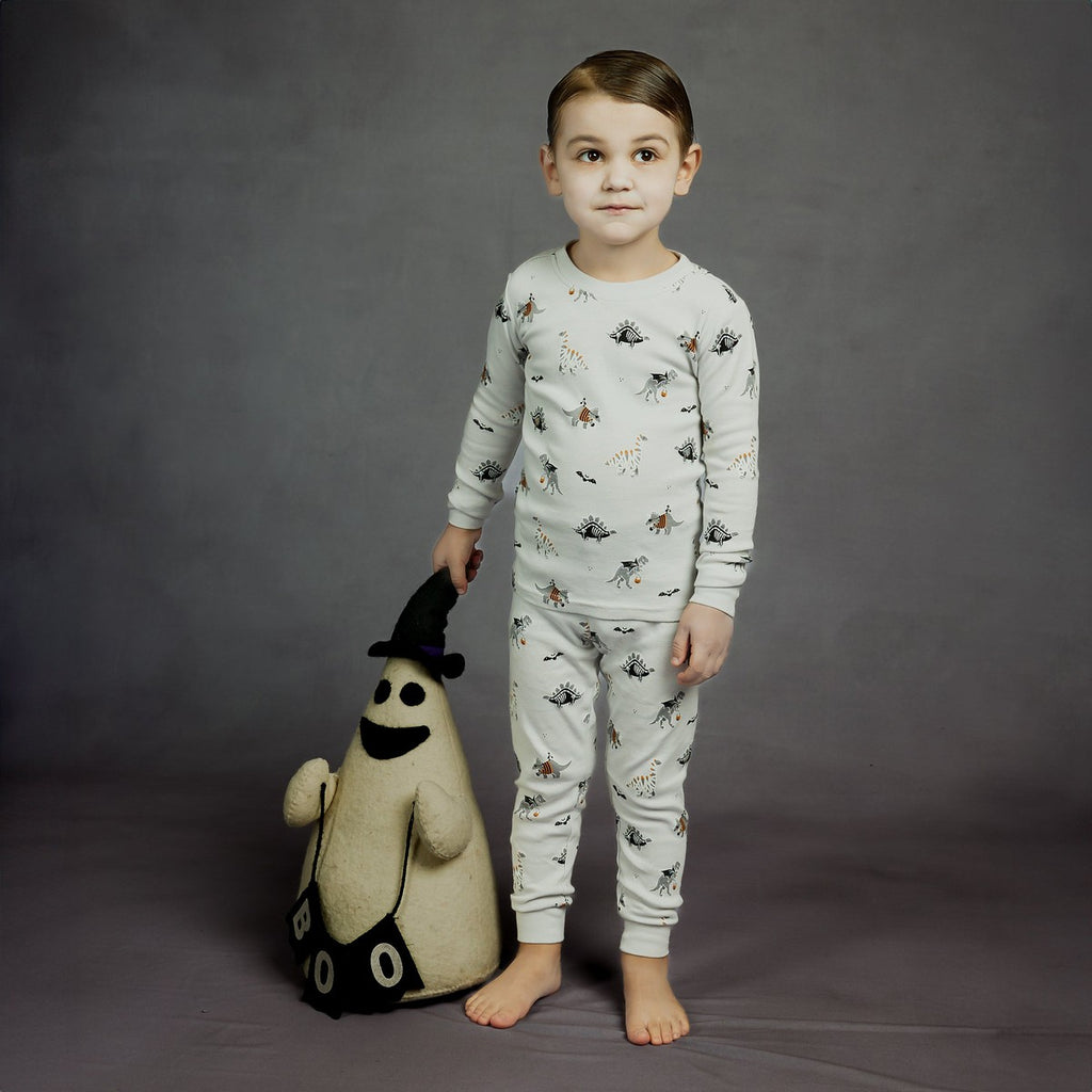 Pyjama 2-pcs gris à imprimés de dinosaures phosphorescent (2-7)-Petit Lem-Boutique LeoLudo