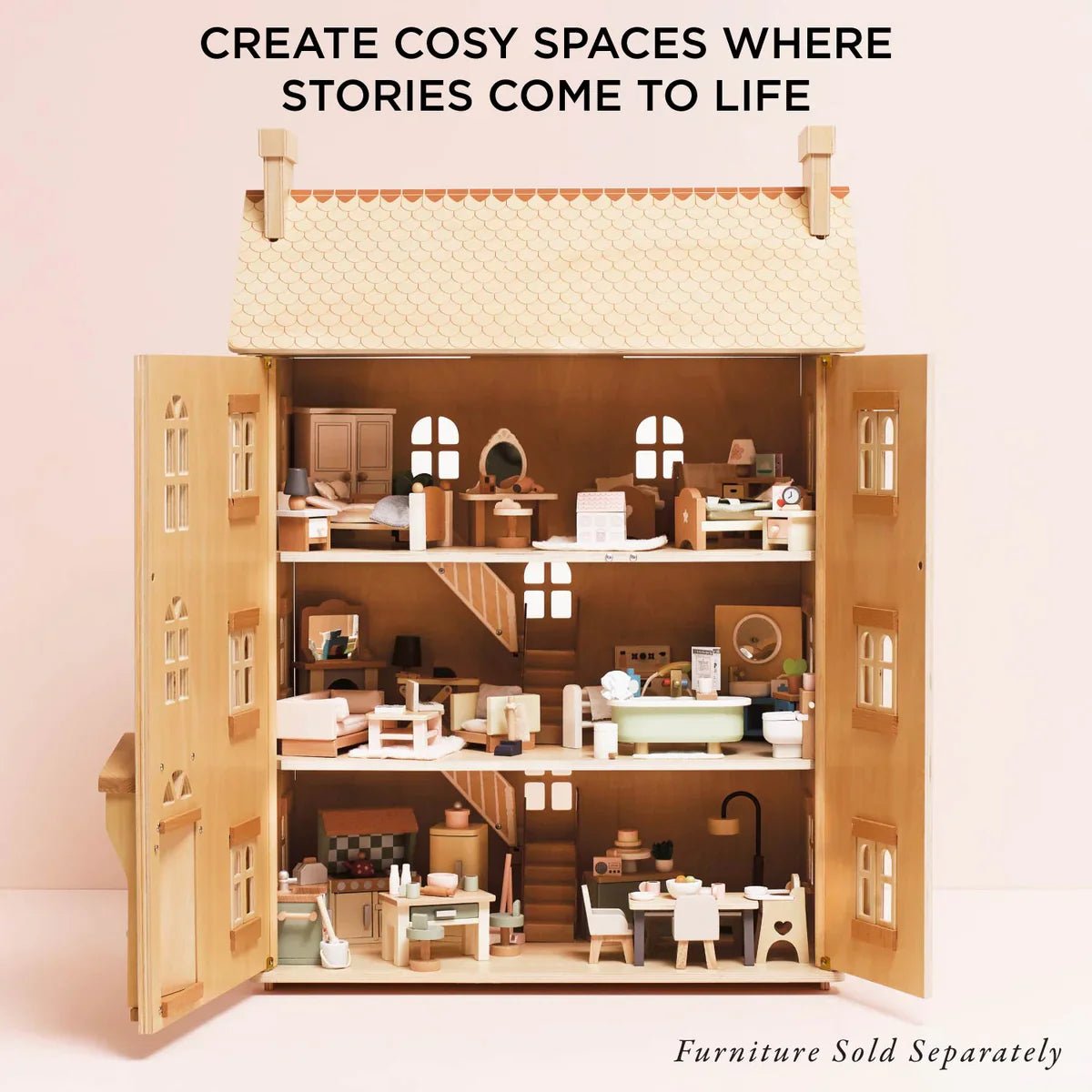Maison de poupée en bois naturel - Maisons de poupée - Boutique LeoLudo - Le Toy Van