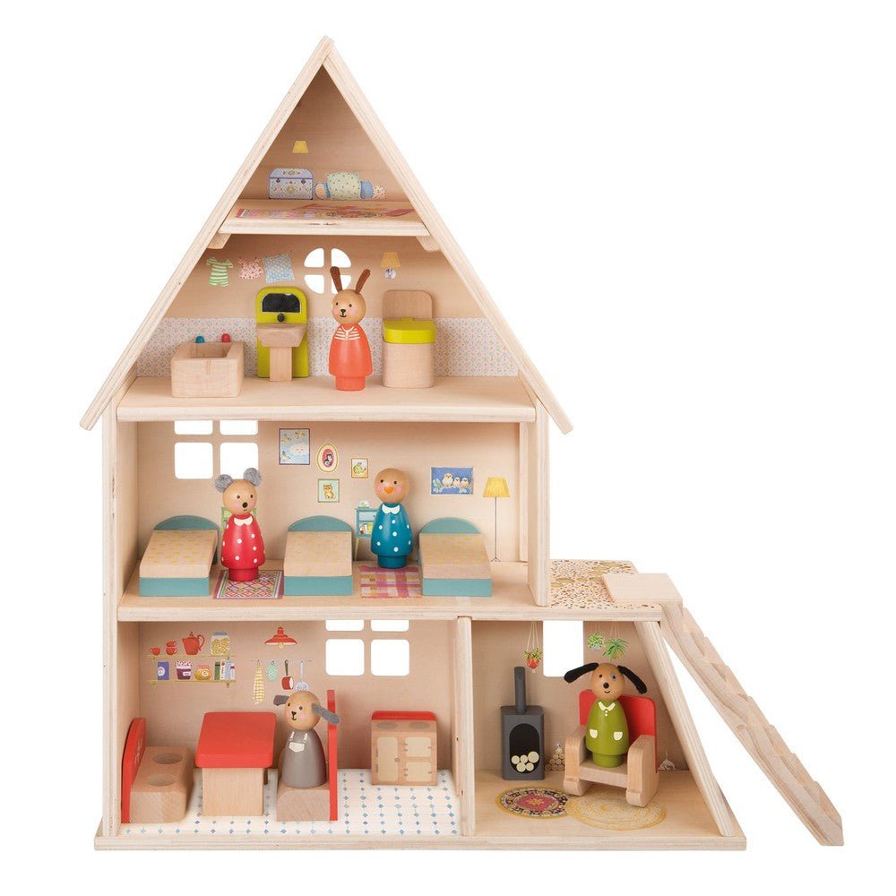Maison de poupée meublée La Grande Famille -Maisons de poupée- Boutique LeoLudo-Moulin Roty