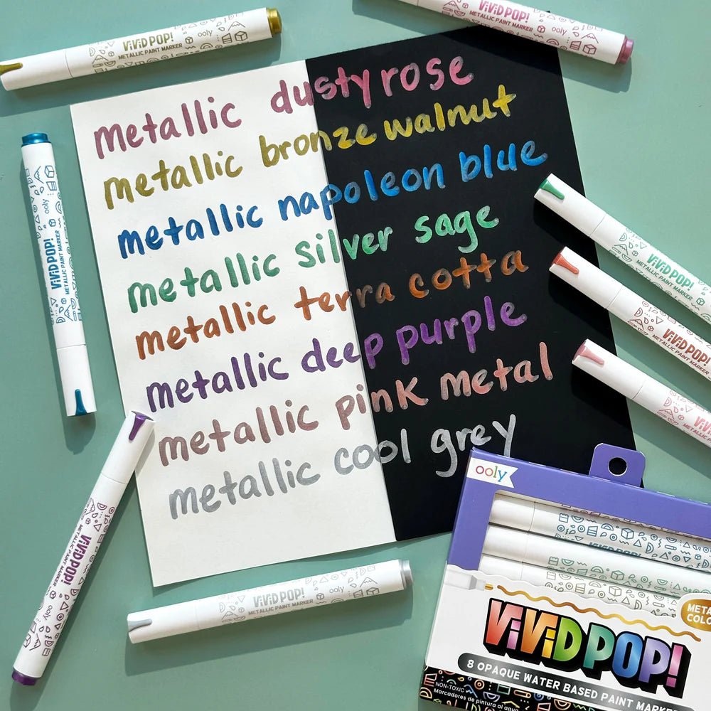 Marqueurs à peinture à base d’eau métalliques Vivid Pop! -Art & bricolage- Boutique LeoLudo-OOLY