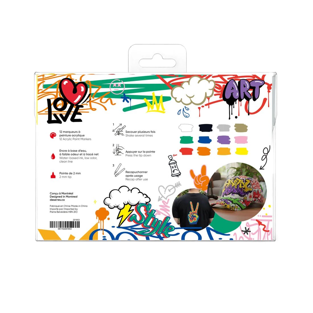 Marqueurs acryliques DeSerres – 12 couleurs (pointe 2 mm) -Art & bricolage- Boutique LeoLudo-DeSerres