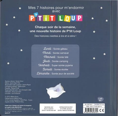 Mes 7 histoires pour m'endormir avec P'tit Loup - Livres - Boutique LeoLudo - Auzou