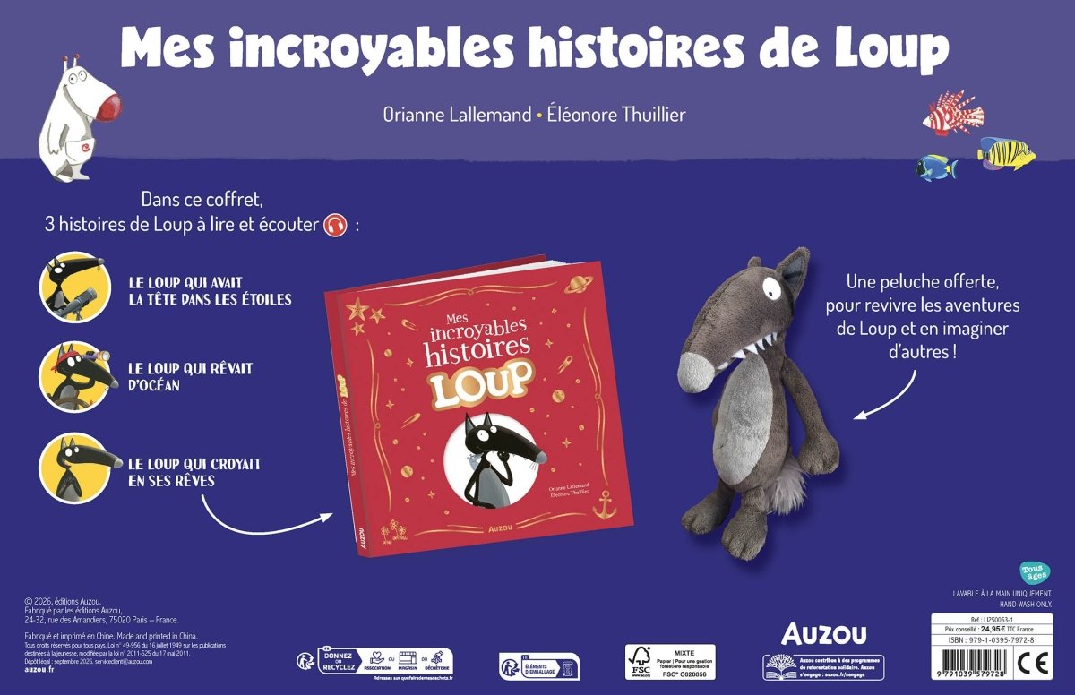 Mes incroyables histoires de Loup - Coffret livre et peluche -Livres- Boutique LeoLudo-Auzou