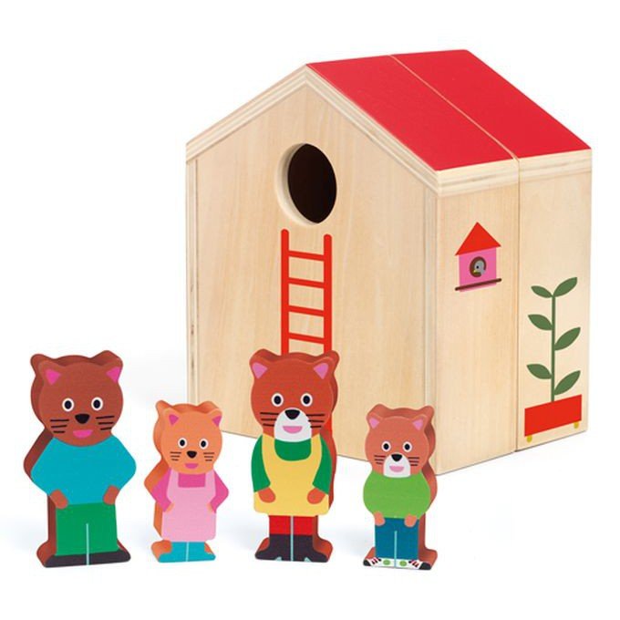 Mini maison bois: jeu manipulation dès 18 mois Figurines- Boutique LeoLudo