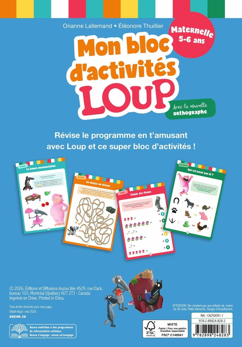 Mon bloc d'activités Loup – Maternelle -Cahiers d'activités- Boutique LeoLudo-Auzou