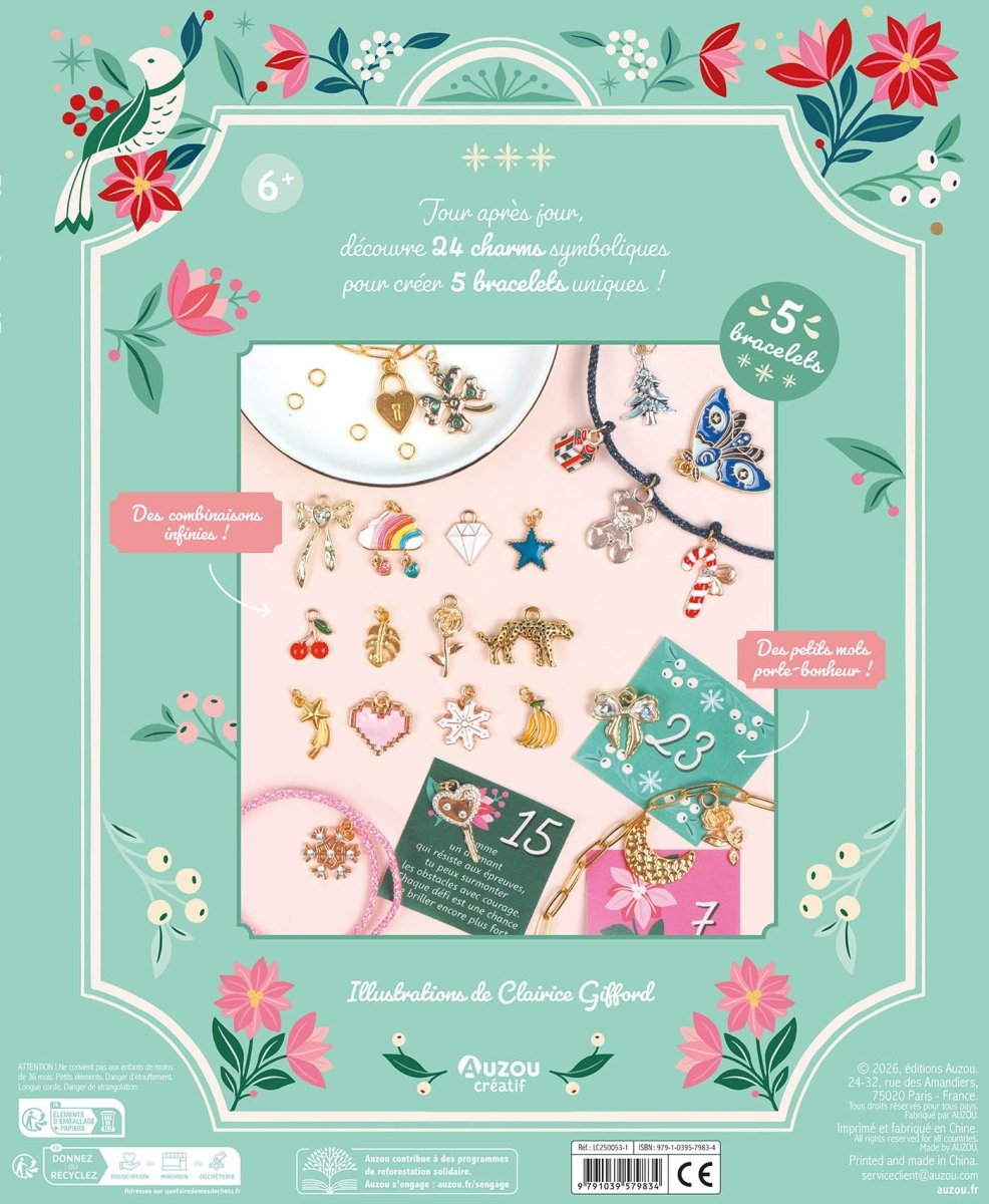 Mon calendrier de l'Avent bijoux - 24 charms à découvrir -Art & bricolage- Boutique LeoLudo-Auzou