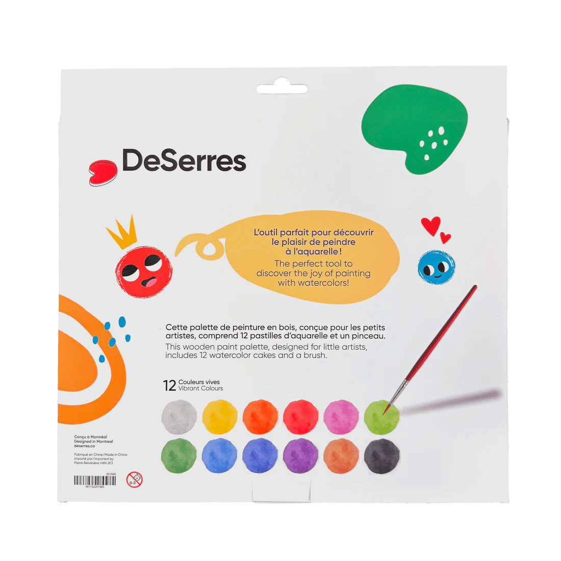 Palette de peinture pour enfants – 12 couleurs - Art & bricolage - Boutique LeoLudo - DeSerres