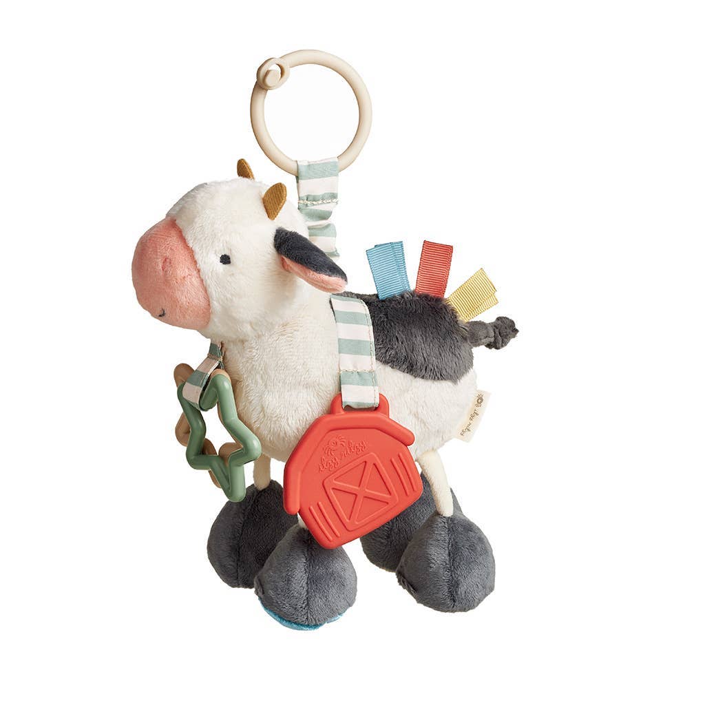 Peluche d’activités sensorielle bébé – Vache Itzy Friends Link & Love™ - Jouets d'éveil - Boutique LeoLudo - Itzy Ritzy Canada