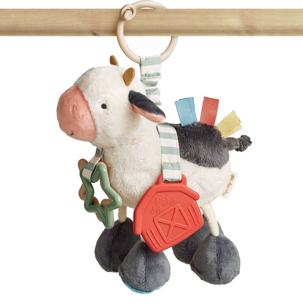Peluche d’activités sensorielle bébé – Vache Itzy Friends Link & Love™ - Jouets d'éveil - Boutique LeoLudo - Itzy Ritzy Canada