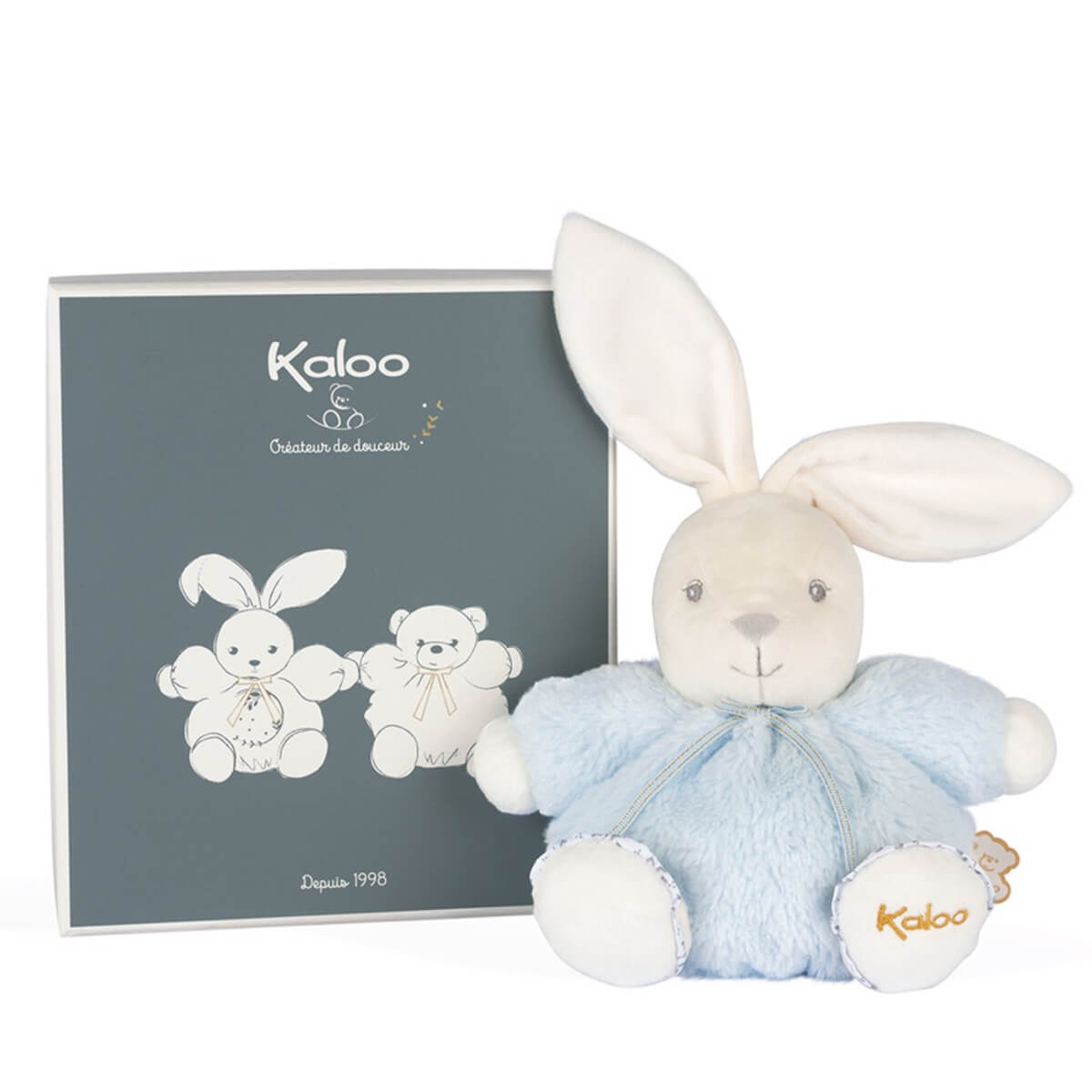 Peluche Perle - Lapin patapouf bleu (18 cm) -Peluches- Boutique LeoLudo-Kaloo