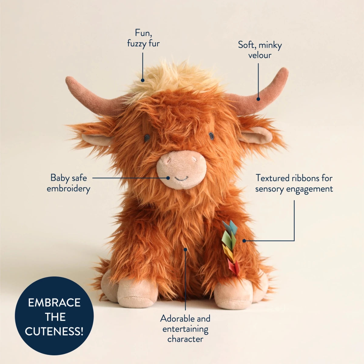 Peluche sensorielle bébé – Wyatt le Highland Cow -Peluches- Boutique LeoLudo-Itzy Ritzy Canada