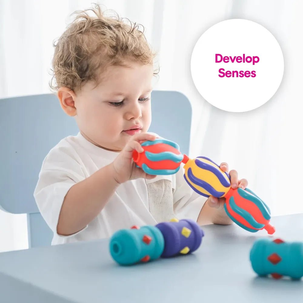 Perles sensorielles à emboîter – Jeu d’éveil tactile pour tout - petits - Jeux de motricité fine - Boutique LeoLudo - edushape