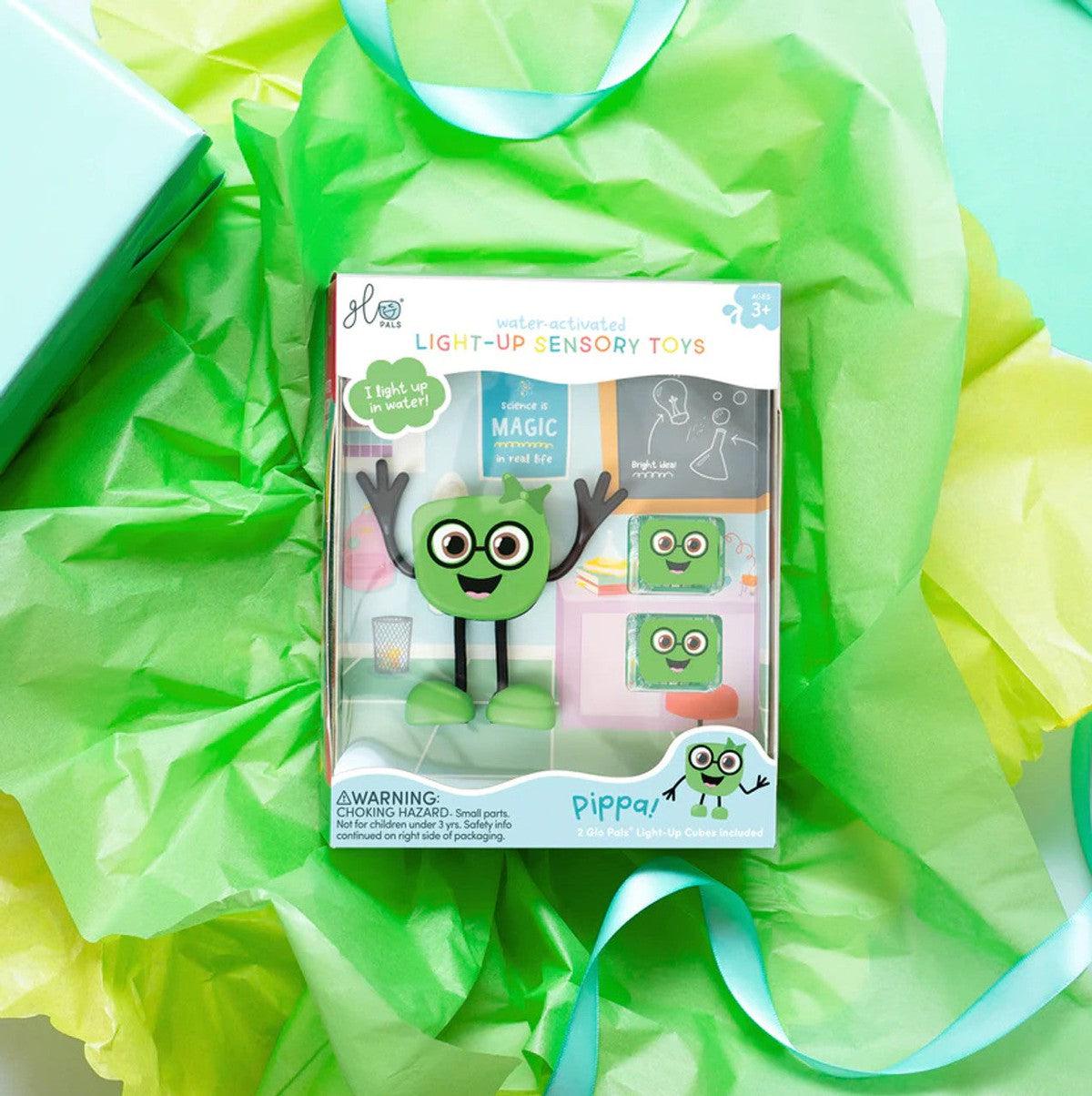 Personnage + cubes lumineux pour le bain Glo Pals - Pippa (vert) - Jouets de bain - Boutique LeoLudo - Glo Pals
