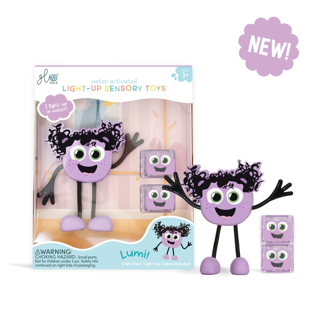 Personnage + cubes lumineux pour le bain - Lumi (mauve) - Jouets de bain - Boutique LeoLudo - Glo Pals