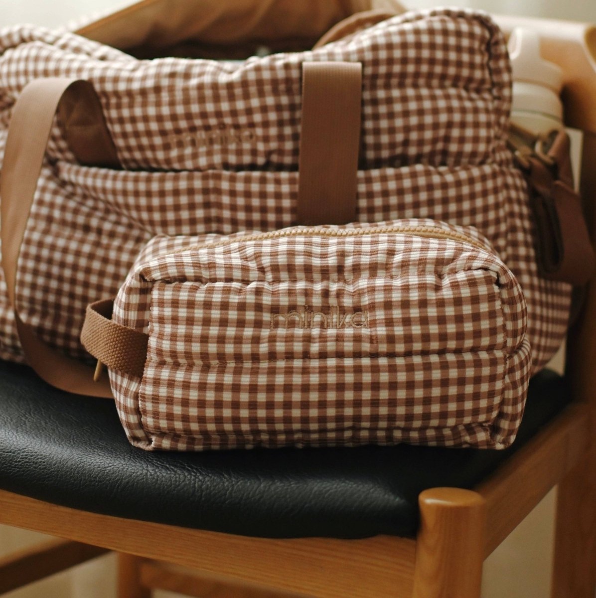 Pochette - Vichy brown -Sacs- Boutique LeoLudo-Minika
