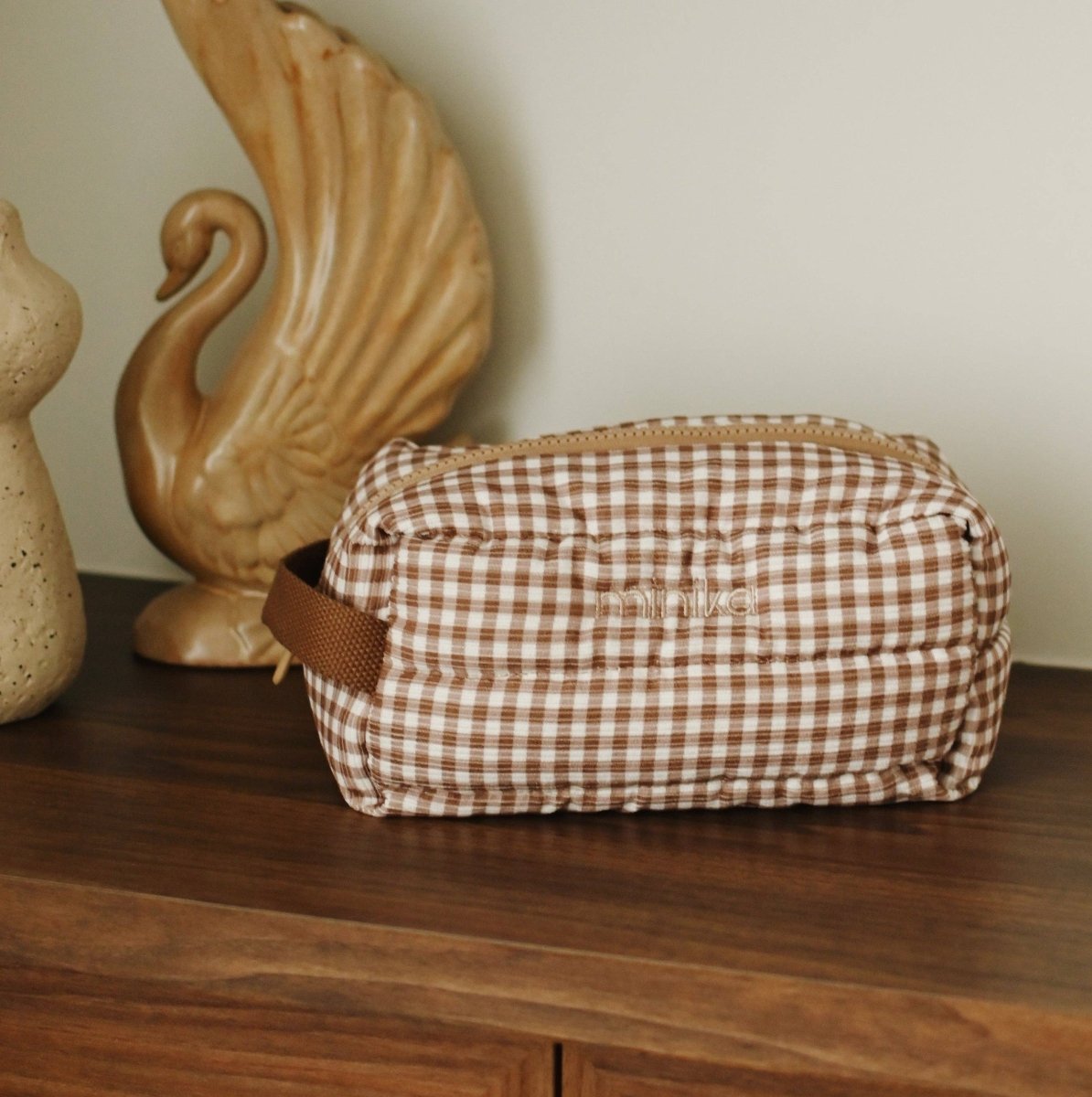 Pochette - Vichy brown -Sacs- Boutique LeoLudo-Minika