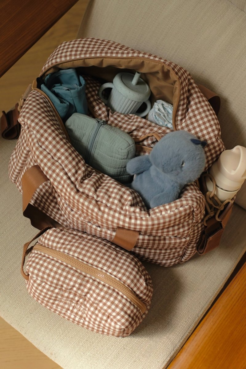 Pochette - Vichy brown -Sacs- Boutique LeoLudo-Minika