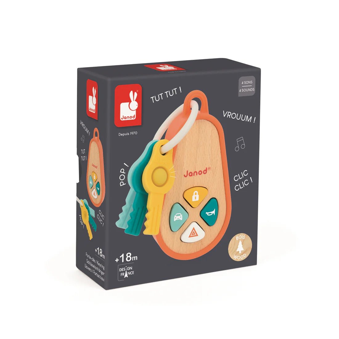 Porte - clés interactif classique Janod - Jouets d'éveil - Boutique LeoLudo - Janod