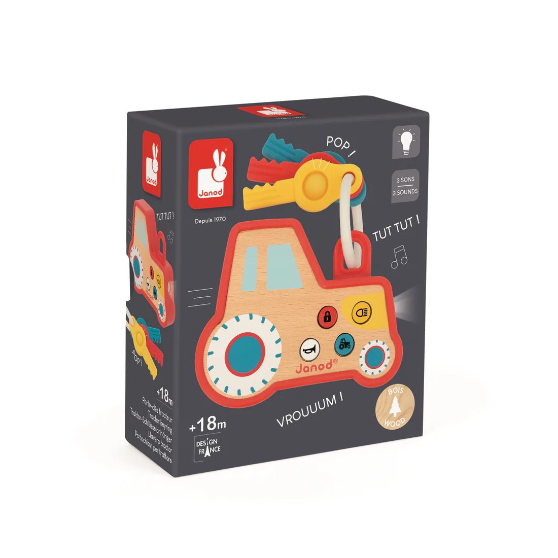Porte - clés tracteur – La ferme Janod - Jouets d'éveil - Boutique LeoLudo - Janod