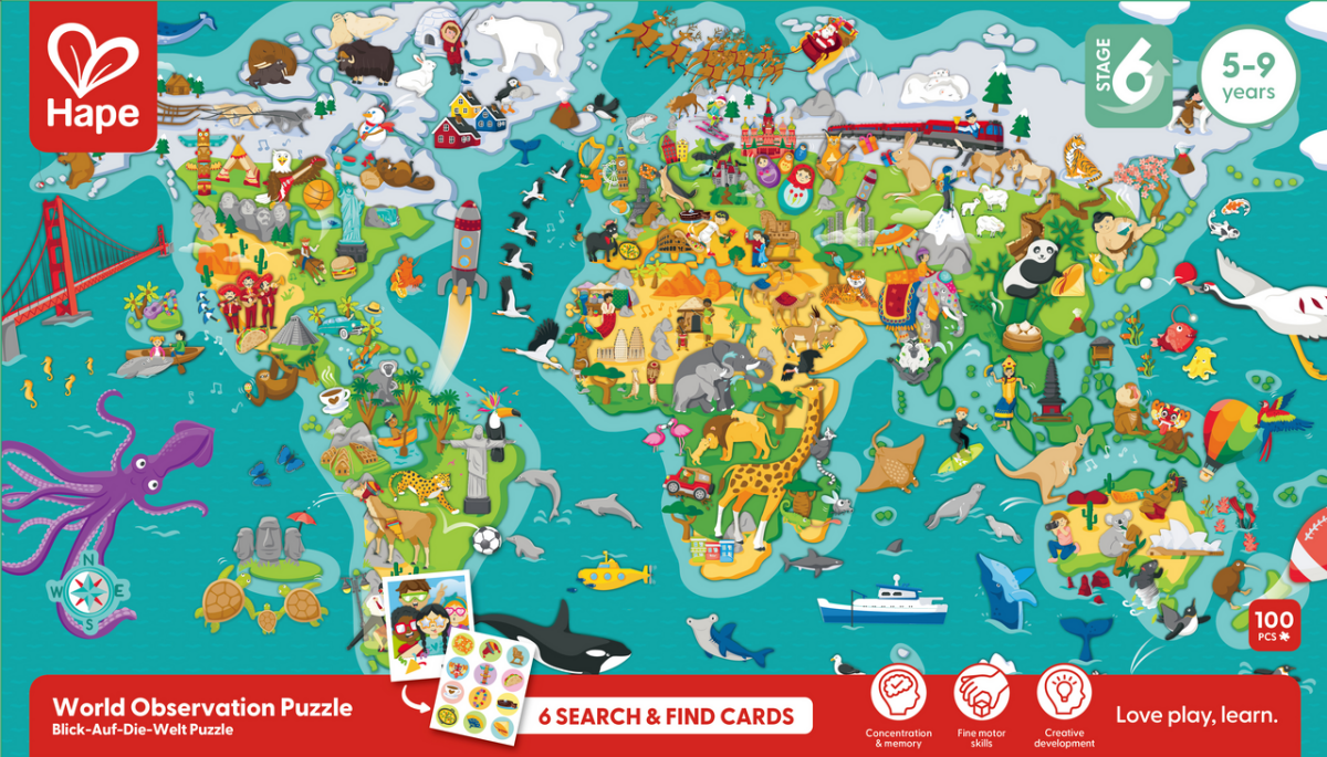 Puzzle du monde 2 en 1 - Casse - têtes - Boutique LeoLudo - Hape