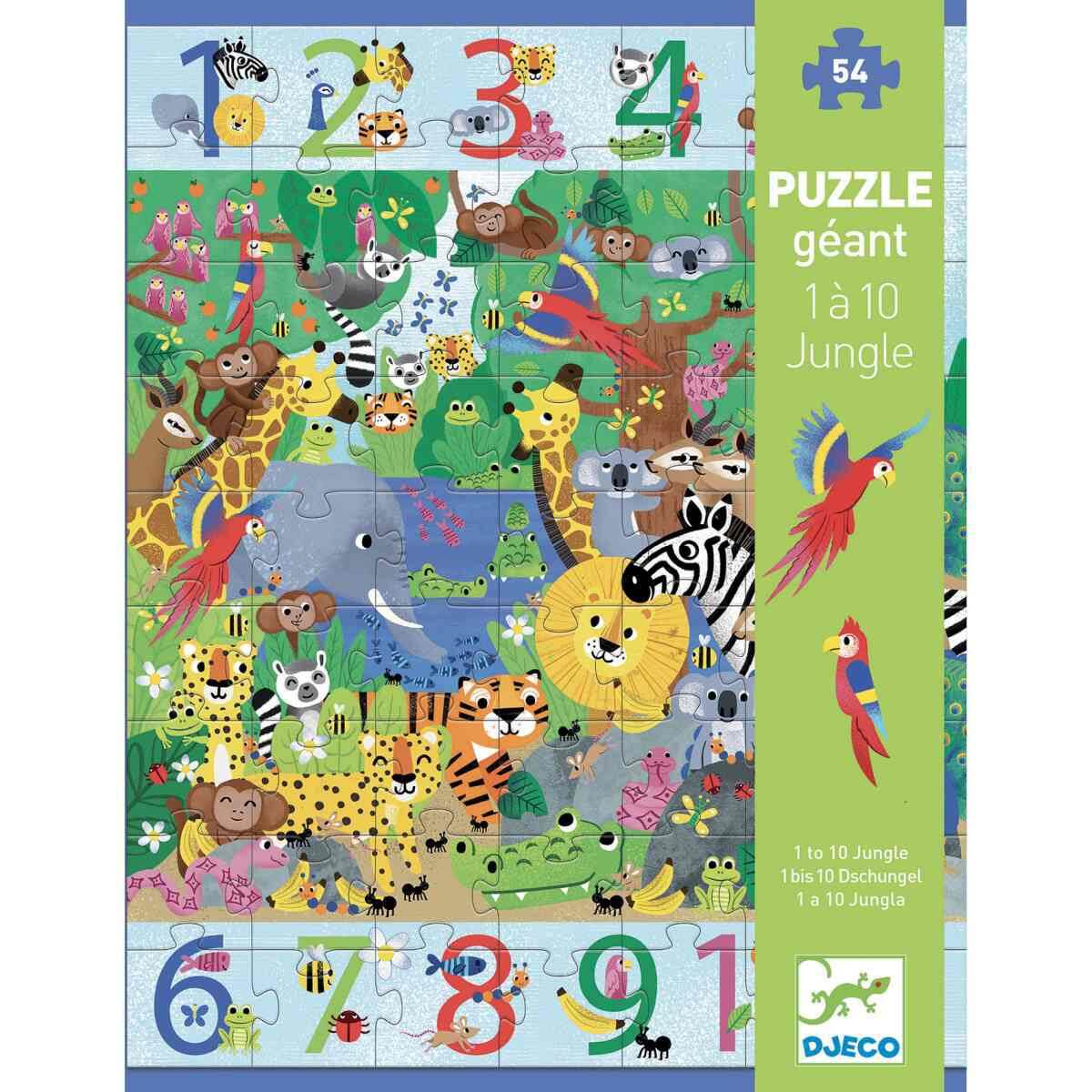 Puzzle géant - 1 à 10 Jungle (54 pcs) - Casse - têtes - Boutique LeoLudo - Djeco