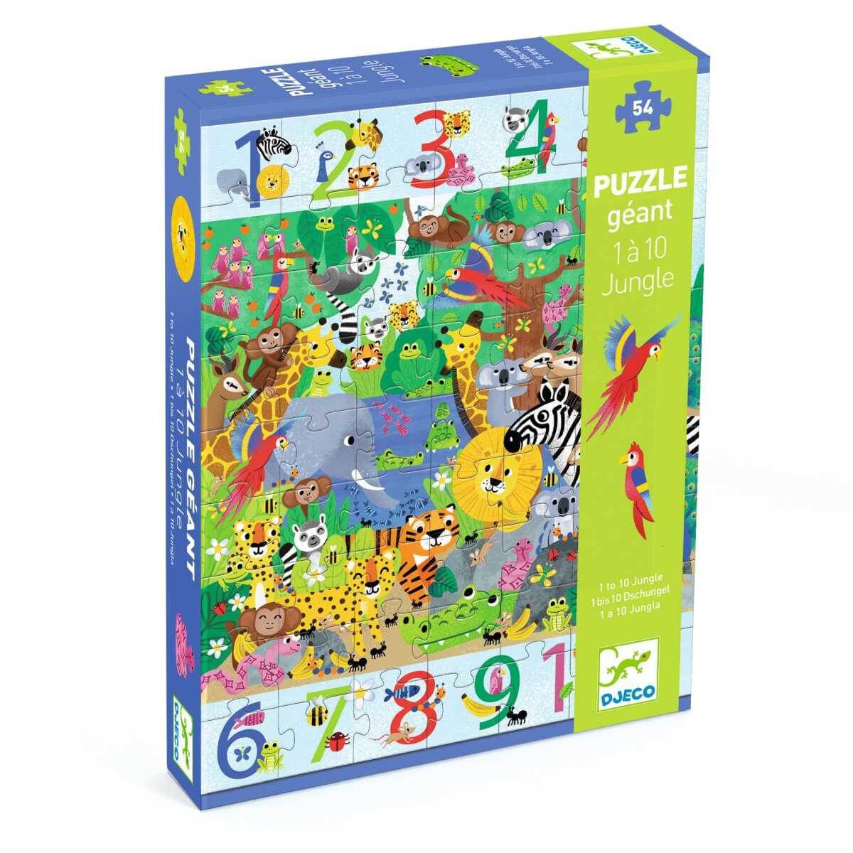 Puzzle géant - 1 à 10 Jungle (54 pcs) - Casse - têtes - Boutique LeoLudo - Djeco