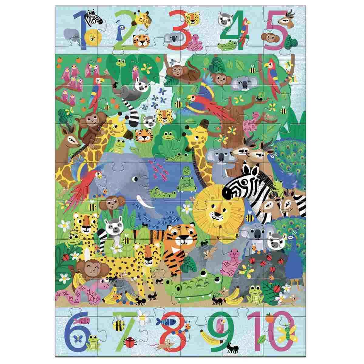 Puzzle géant - 1 à 10 Jungle (54 pcs) - Casse - têtes - Boutique LeoLudo - Djeco