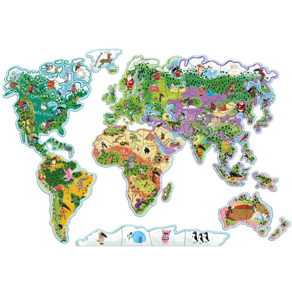 Puzzle magnétique Carte du monde avec Loup - Casse - têtes - Boutique LeoLudo - Auzou