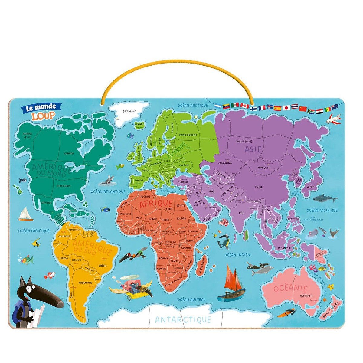 Puzzle magnétique Carte du monde avec Loup - Casse - têtes - Boutique LeoLudo - Auzou