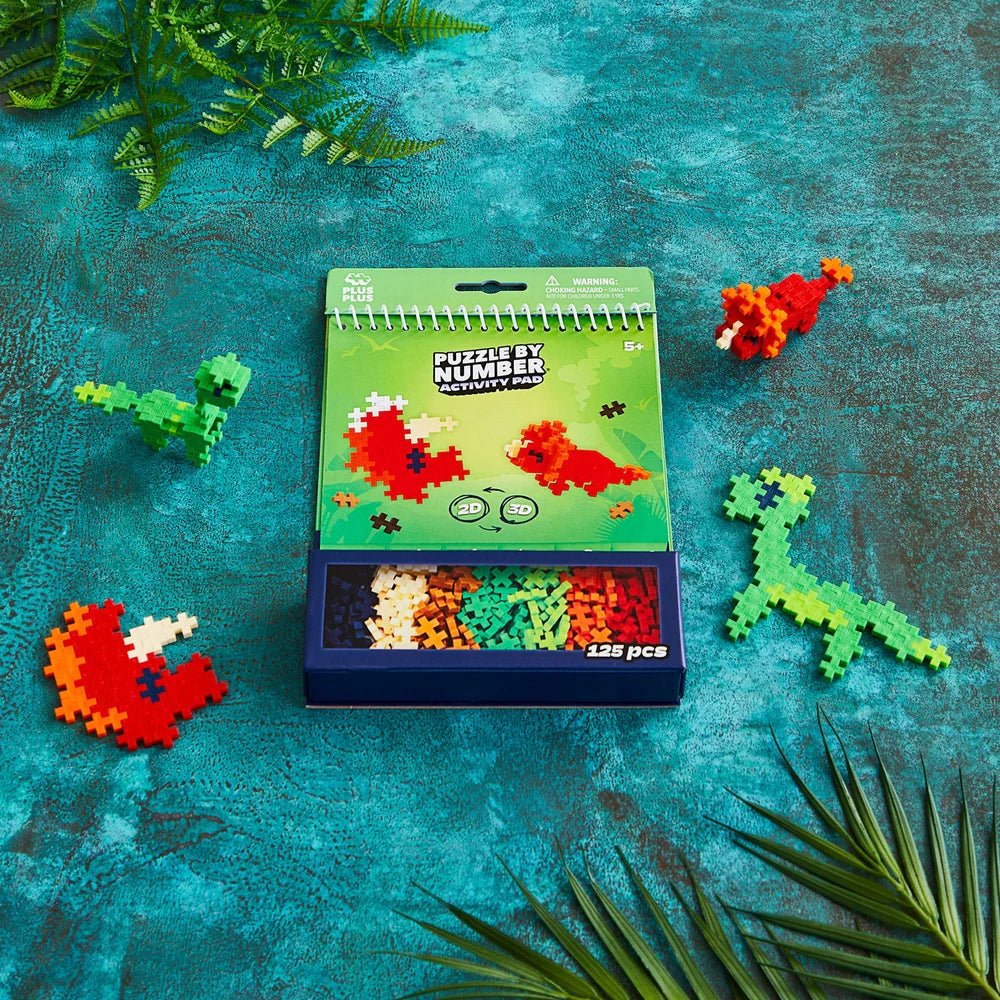 Puzzle par numéro - Carnet d'activités - Dinosaures (125pcs) - Jeux de construction - Boutique LeoLudo - Plus - Plus