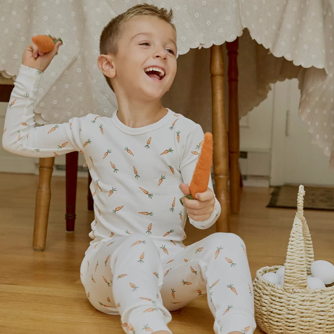Pyjama 2 - pcs blanc - Carottes (2 - 7) - Vêtements - Boutique LeoLudo - Petit Lem