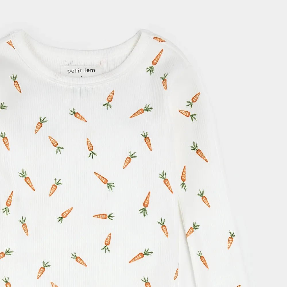 Pyjama 2 - pcs blanc - Carottes (2 - 7) - Vêtements - Boutique LeoLudo - Petit Lem