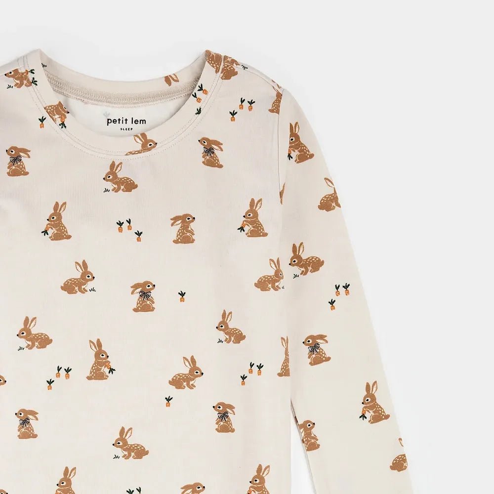 Pyjama 2 - pcs crème - Lapins (2 - 7) - Vêtements - Boutique LeoLudo - Petit Lem