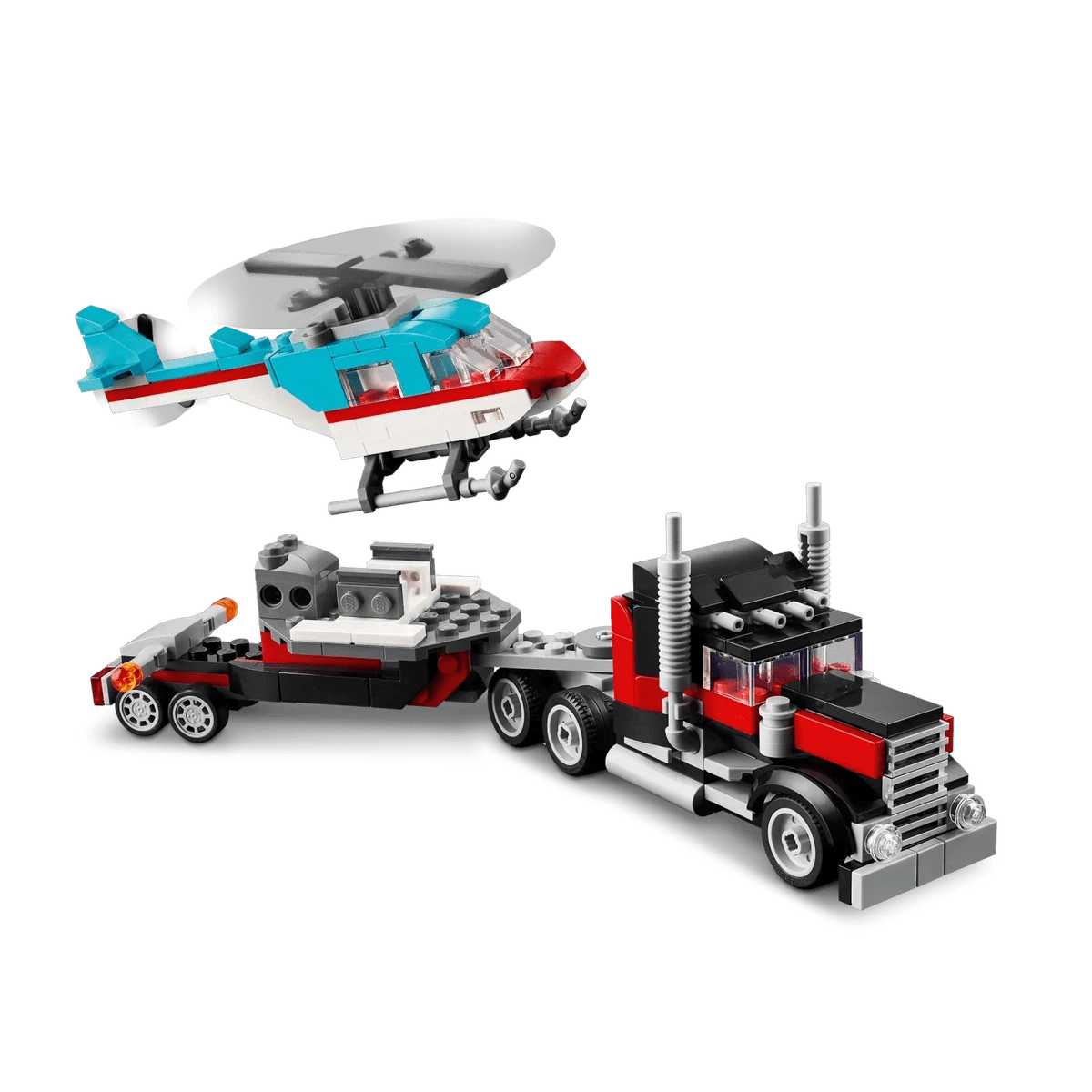 Remorque à plateforme avec hélicoptère (270 pcs) - Jeux de construction - Boutique LeoLudo - LEGO