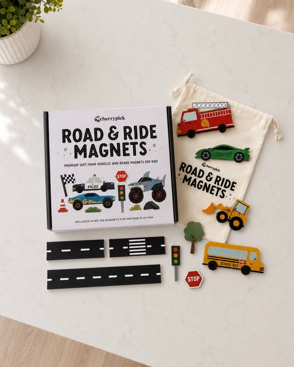 Road & Ride – Ensemble de 100 aimants véhicules et routes -Jeux magnétiques- Boutique LeoLudo-Cherrypick