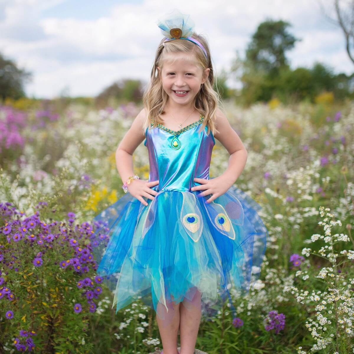 Robe et serre - tête Paon majestueux (5 - 6 ans) - Costumes - Boutique LeoLudo - Great Pretenders