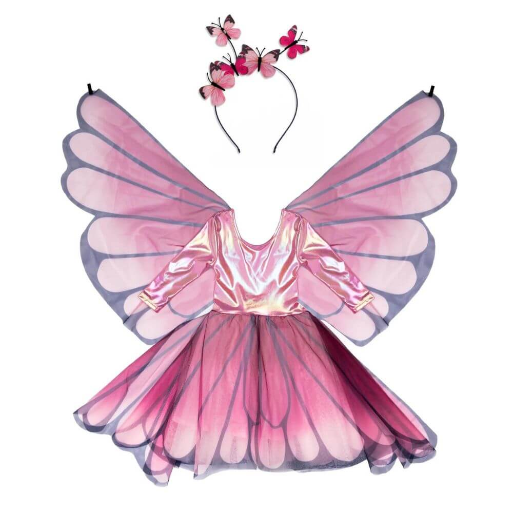 Robe papillon rose avec ailes (3-4 ans)-Great Pretenders-Boutique LeoLudo