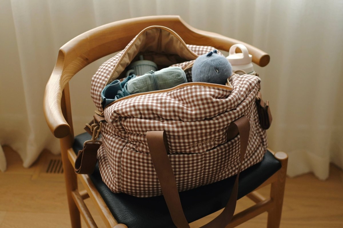 Sac à couches - Vichy brown -Accessoires bébé- Boutique LeoLudo-Minika