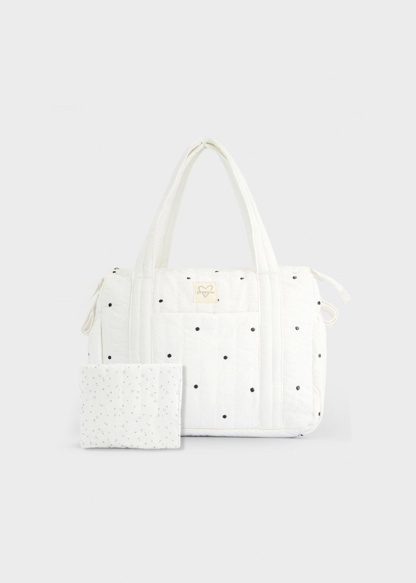 Sac à langer matelassé Mayoral avec matelas à langer – Blanc à pois noirs -Accessoires bébé- Boutique LeoLudo-Mayoral