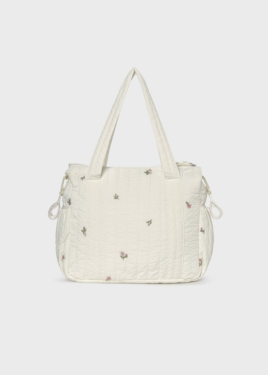 Sac à langer matelassé Mayoral avec matelas à langer – Écru fleuri -Accessoires bébé- Boutique LeoLudo-Mayoral