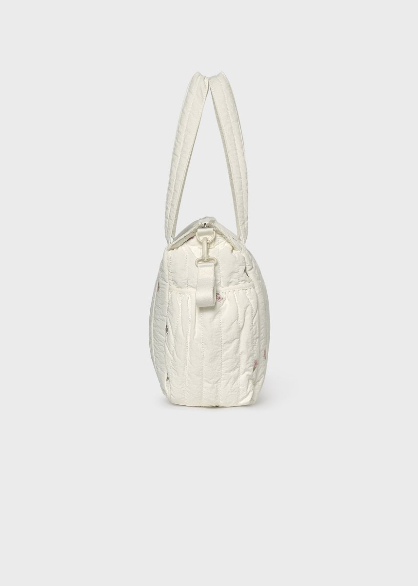 Sac à langer matelassé Mayoral avec matelas à langer – Écru fleuri -Accessoires bébé- Boutique LeoLudo-Mayoral