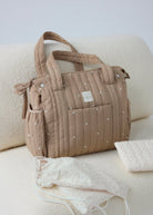 Sac à langer matelassé Mayoral avec matelas à langer – Taupe à pois -Accessoires bébé- Boutique LeoLudo-Mayoral