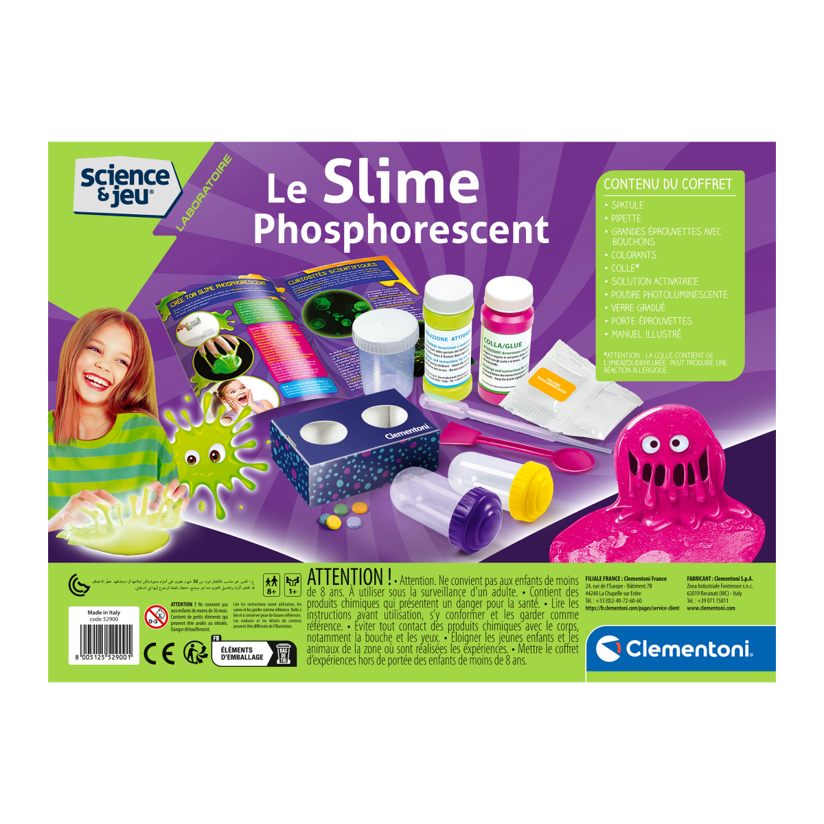 Science & Jeu: Le Slime Phosphorescent -Jeux scientifiques- Boutique LeoLudo-Clementoni