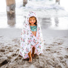 Serviette de bain à capuchon Big Kid - Watercolor Roses-Little Unicorn-Boutique LeoLudo