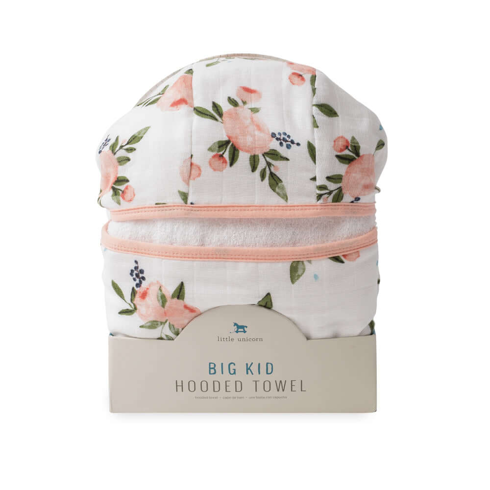 Serviette de bain à capuchon Big Kid - Watercolor Roses - Serviettes - Boutique LeoLudo - Little Unicorn