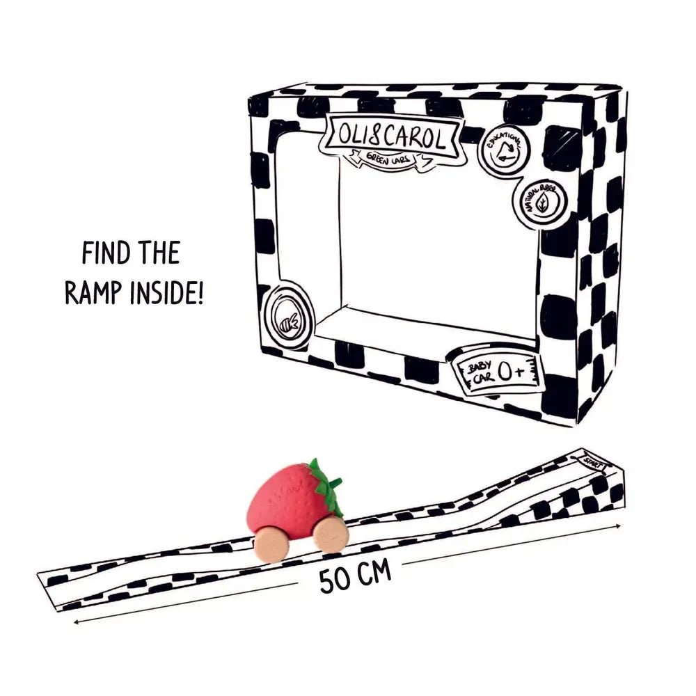 Sweetie la fraise – Voiture jouet pour bébé - Jouets de dentition - Boutique LeoLudo - Oli & Carol