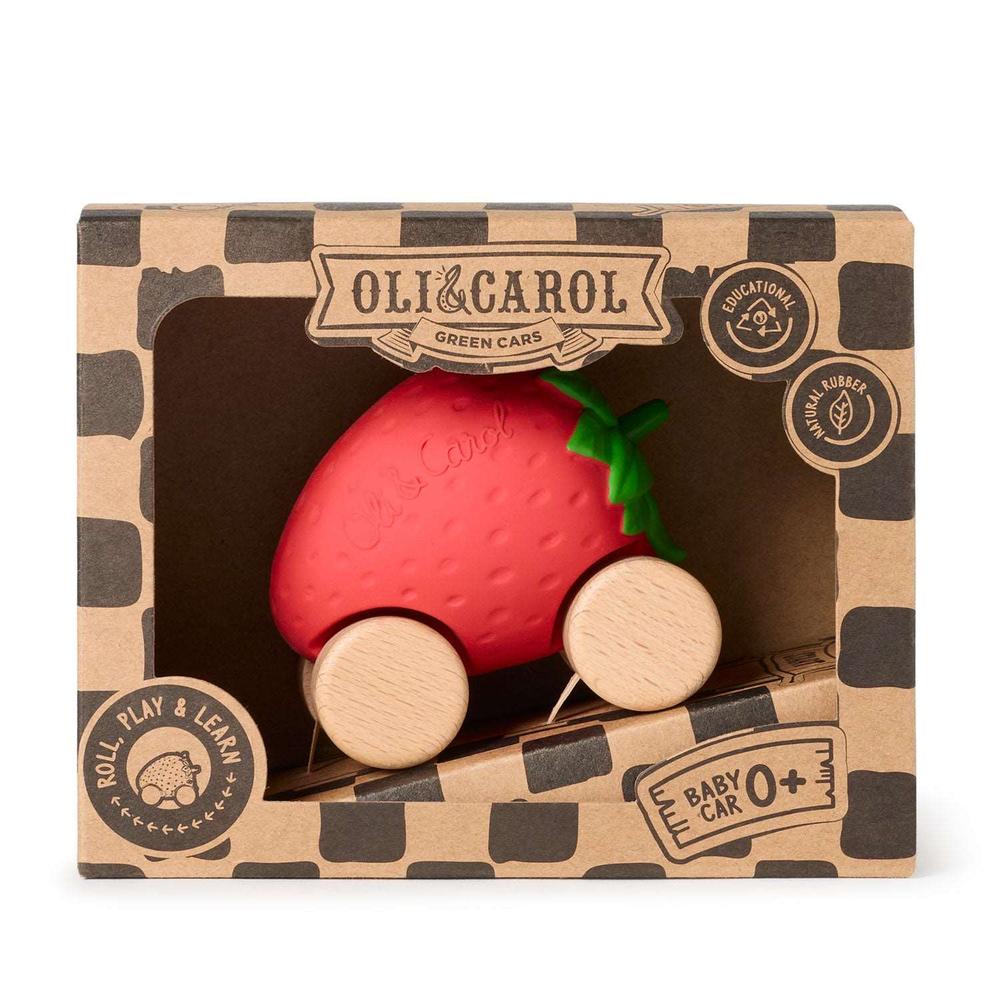 Sweetie la fraise – Voiture jouet pour bébé - Jouets de dentition - Boutique LeoLudo - Oli & Carol