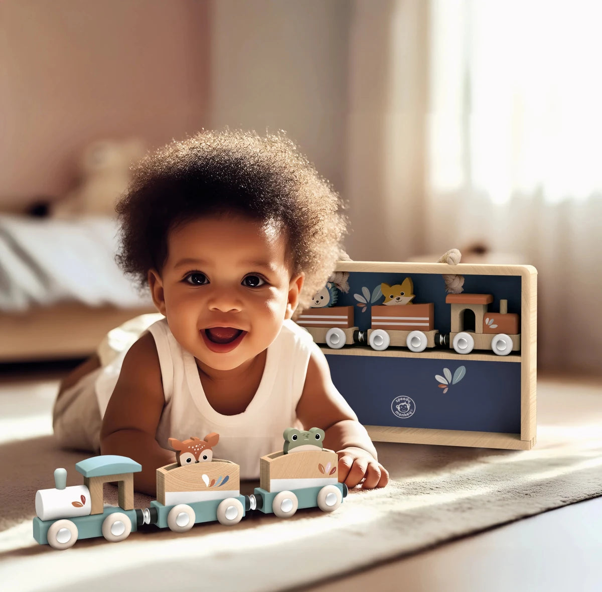 Train avec rails dans coffret en bois - Véhicules de jeu - Boutique LeoLudo - Speedy Monkey