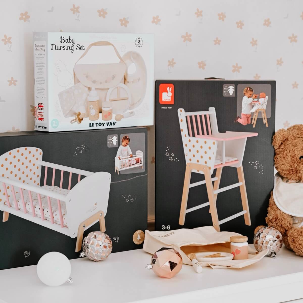 Trio meubles Candy Chic + accessoires de soin de poupée 42 cm - Jouets d'imitation - Boutique LeoLudo - Janod