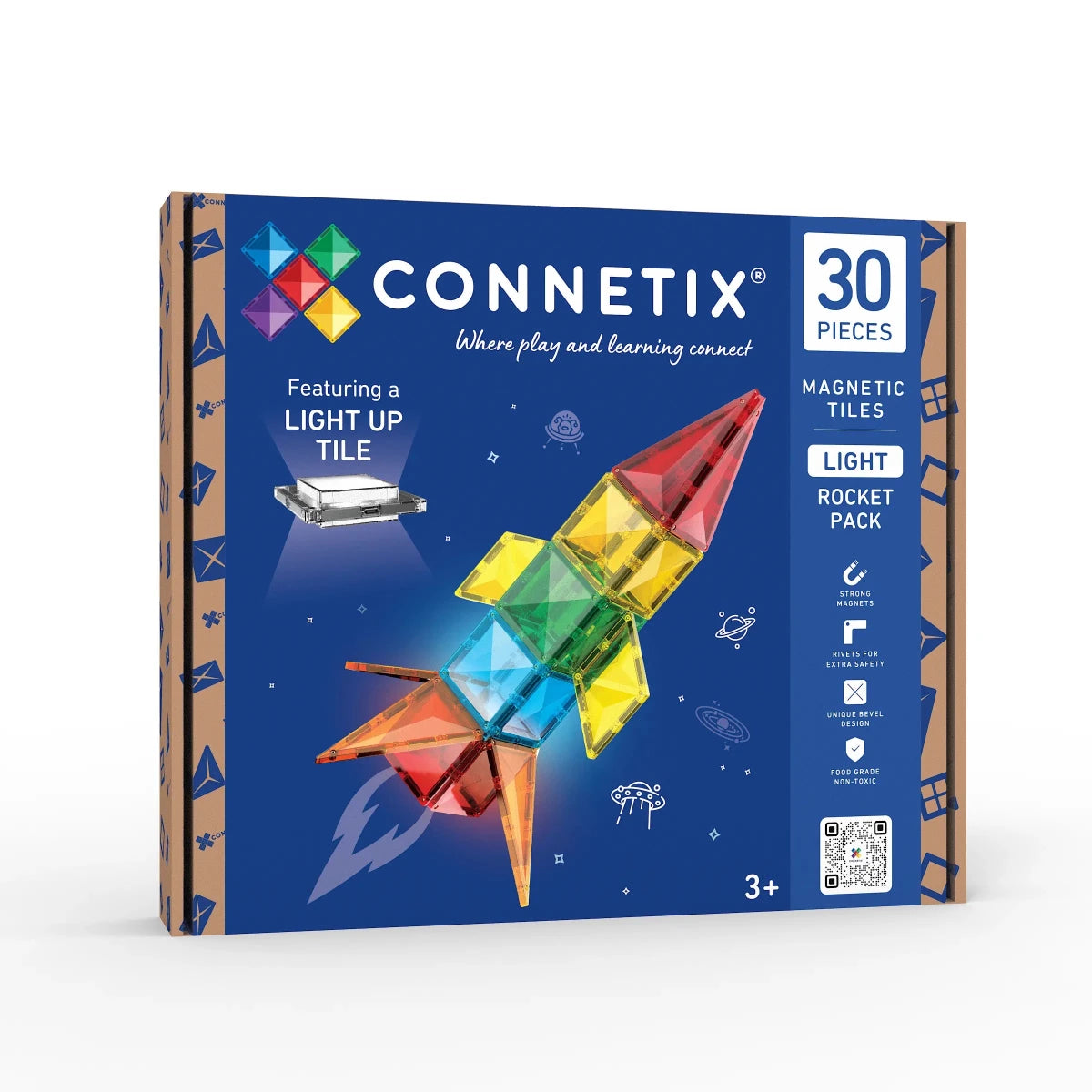 Tuiles magnétiques Connetix - Light Rocket Pack (30 pcs) -Jeux de construction- Boutique LeoLudo-Connetix